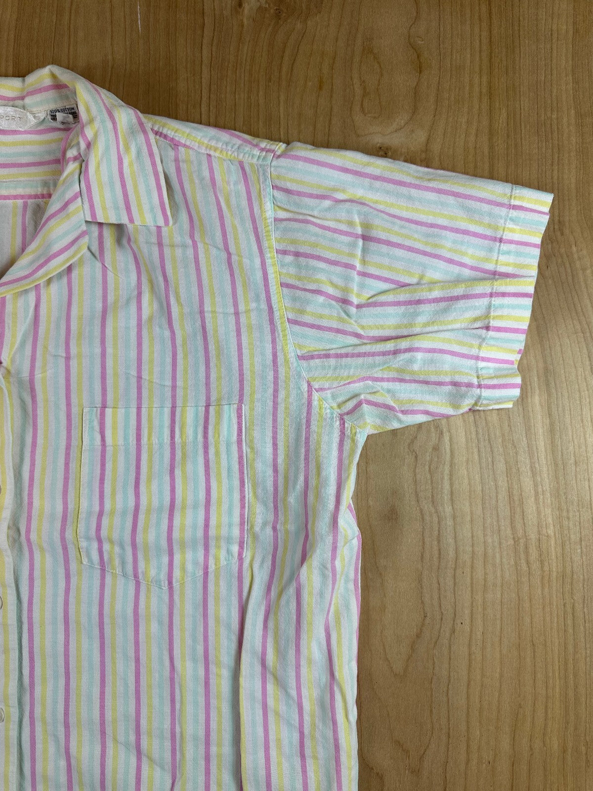 Vintage 80s Harrison Sport Striped Button down shirt large cotton camp collar