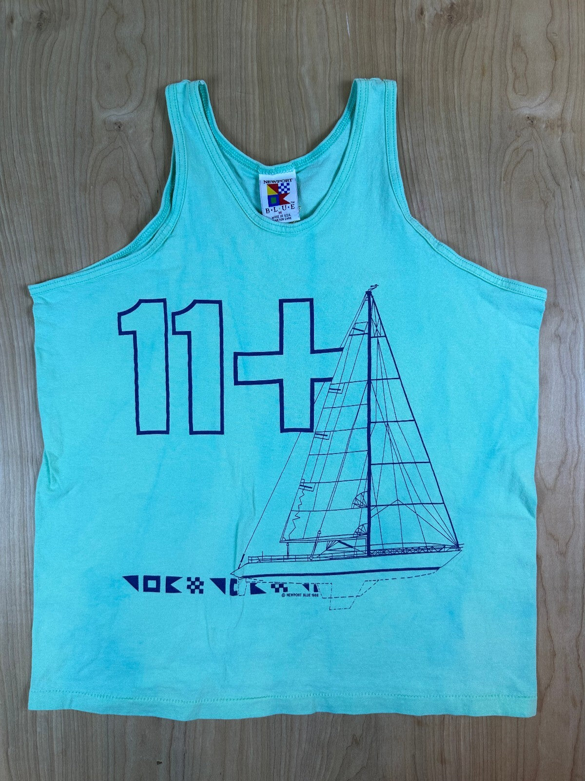 Vintage 80s Newport Blue Tank top medium Single Stitch made usa sailing boats