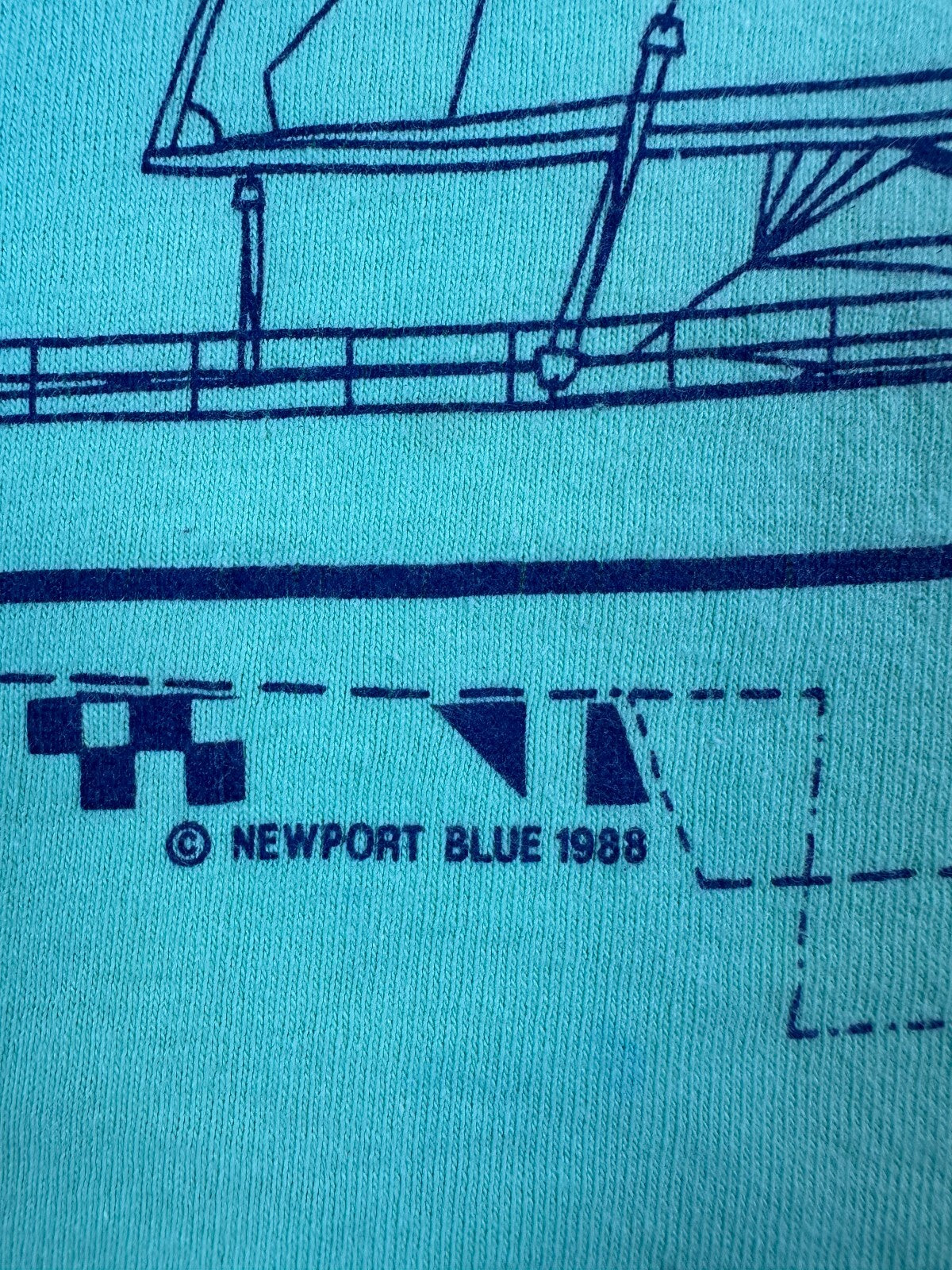 Vintage 80s Newport Blue Tank top medium Single Stitch made usa sailing boats