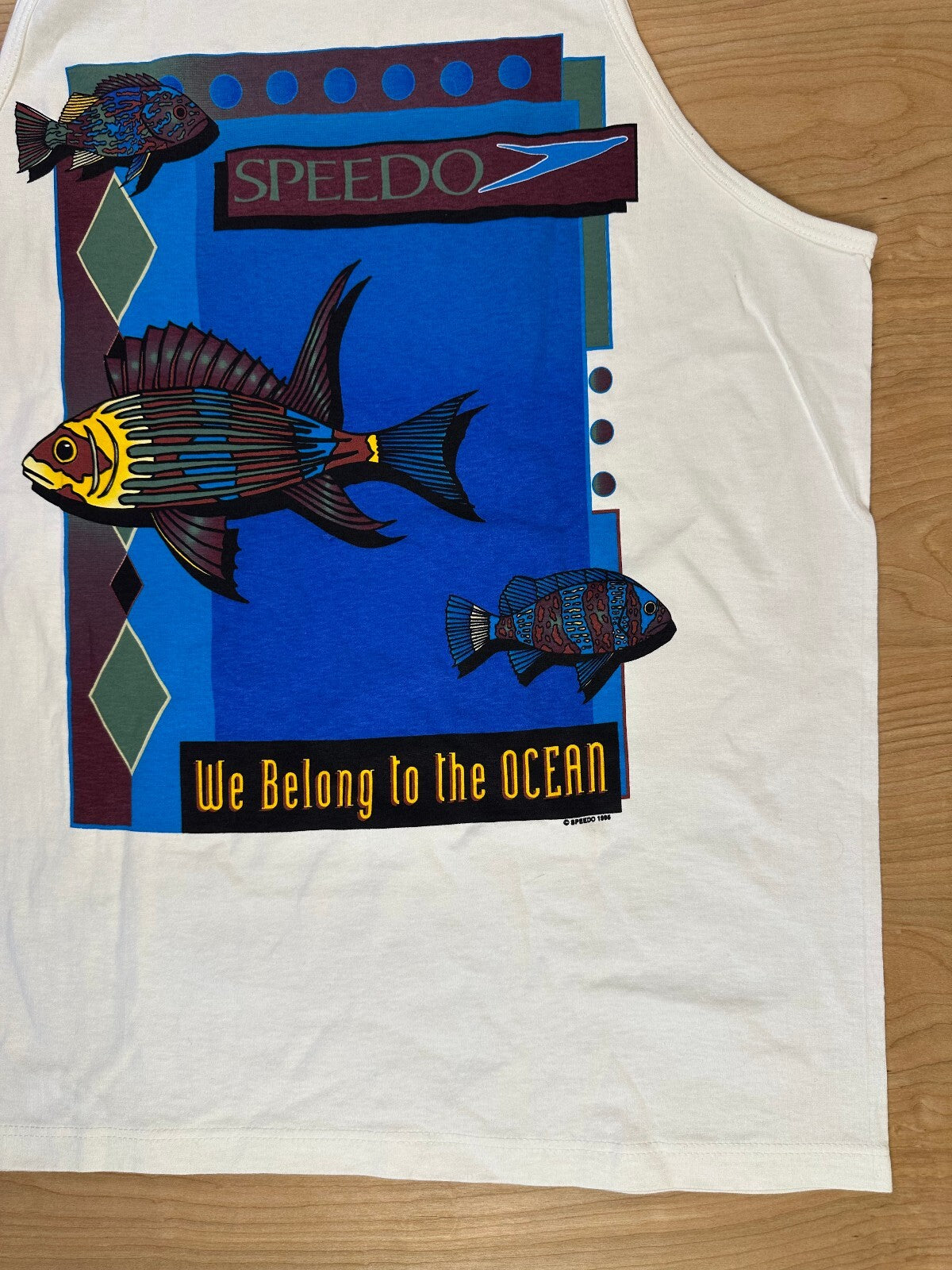 Vintage 90s speedo tank top nwt large made in usa 100% cotton fish sporty beach