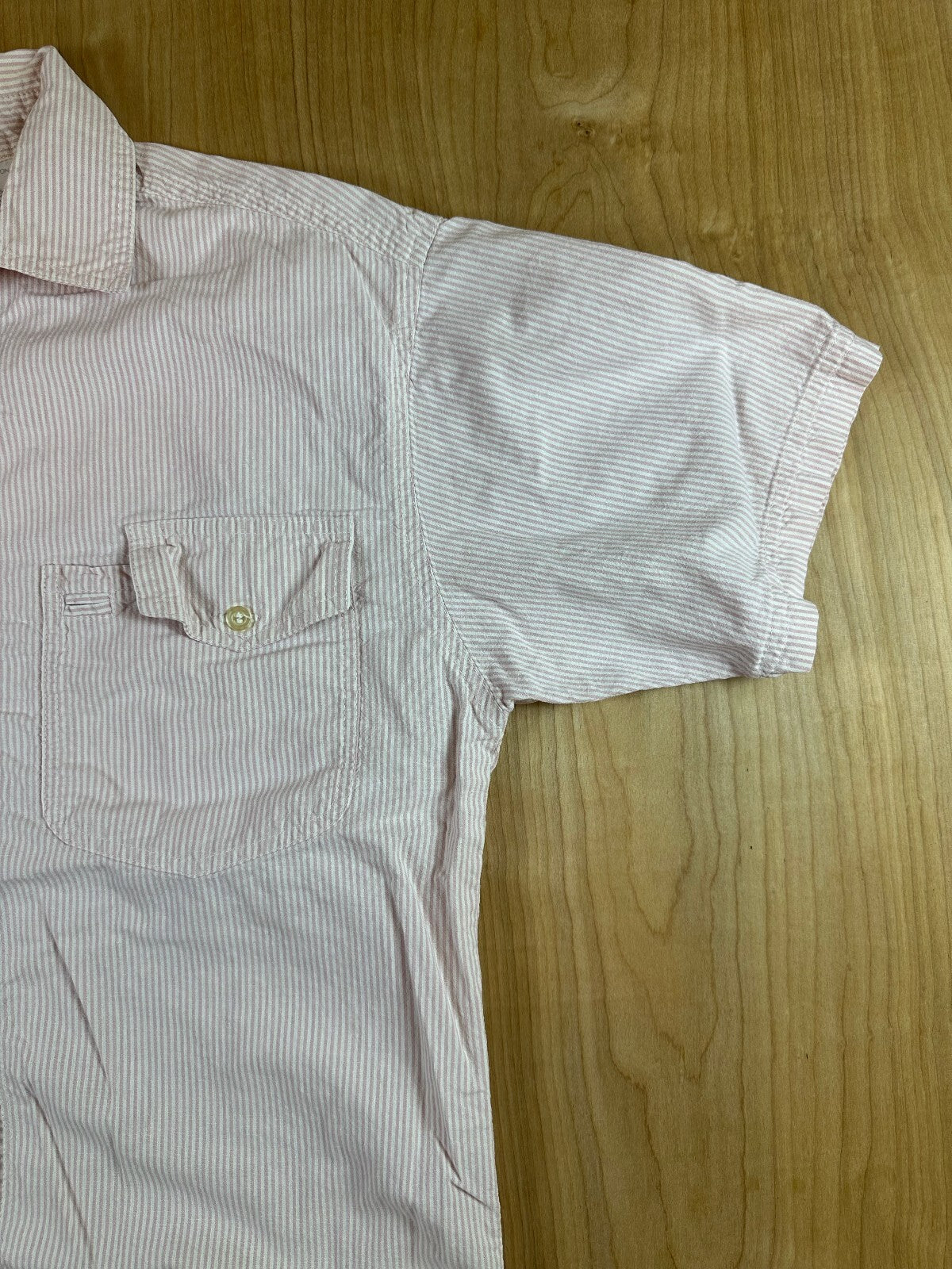 Vintage 80s Ilio Seersucker button up shirt large 100% cotton preppy striped