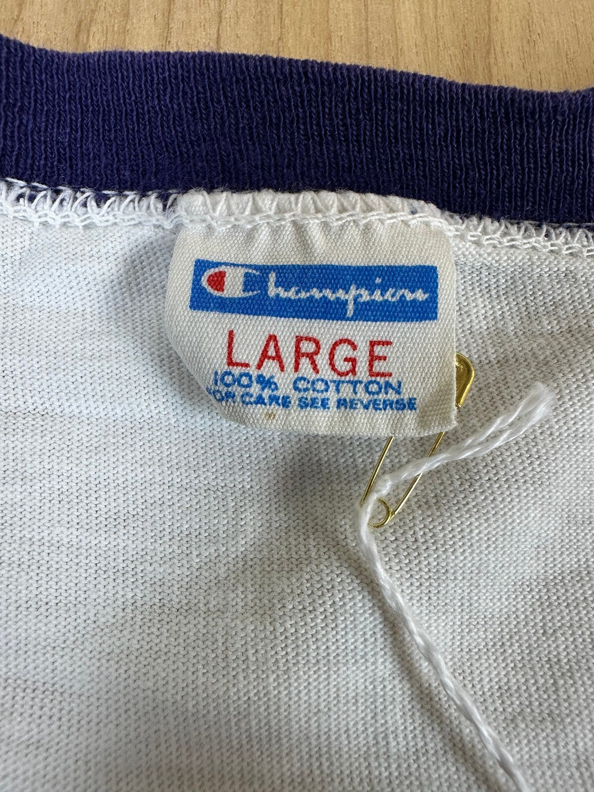 Vintage 80s Champion First Aid Ringer tshirt Single Stitch 100% cotton made usa
