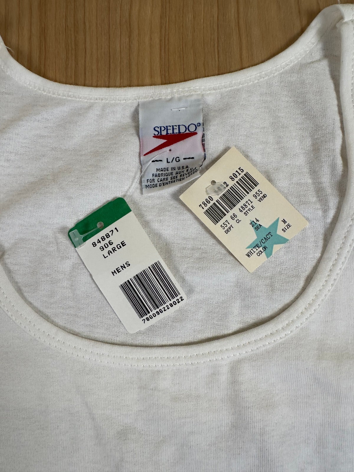 Vintage 90s speedo tank top nwt large made in usa 100% cotton fish sporty beach