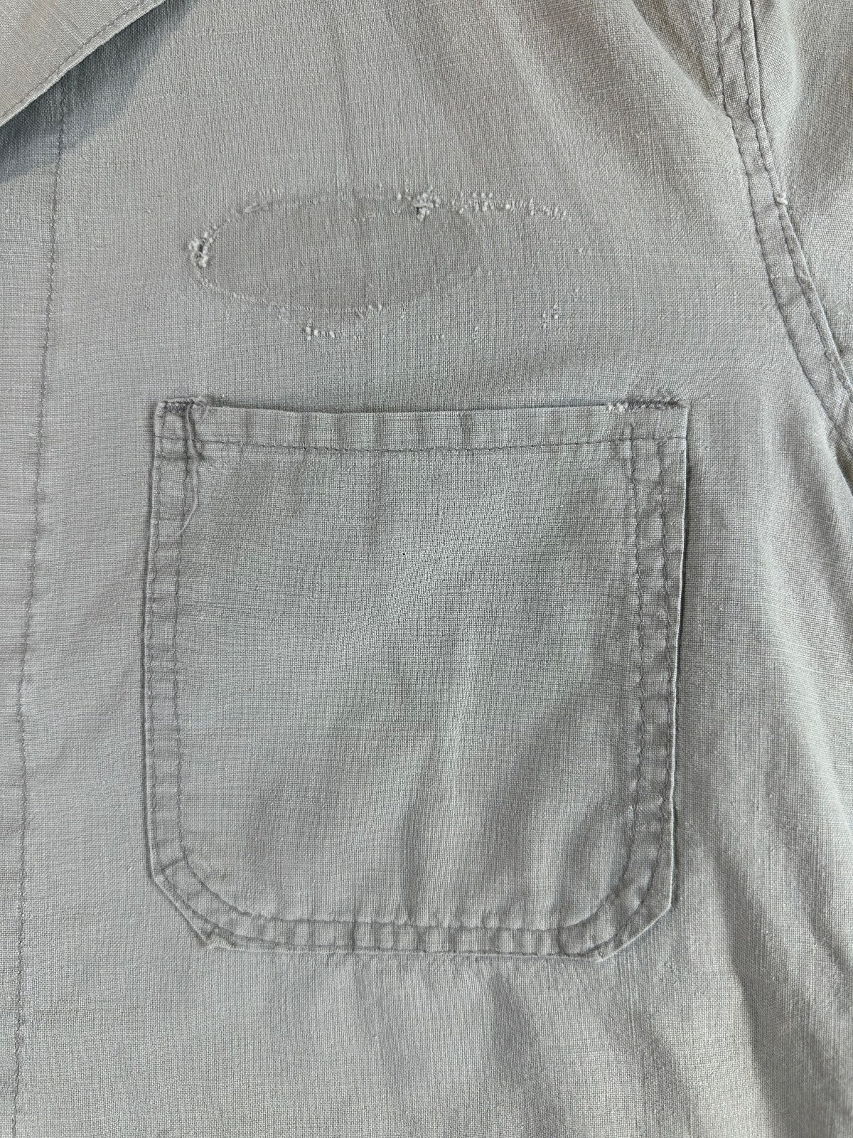 Vintage 70s Chore Jacket large cotton gray workwear shirt jacket barn coat