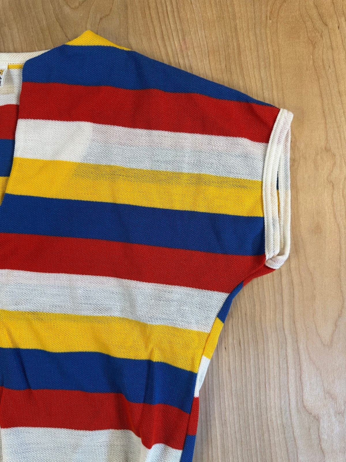 Vintage 60s Mister Marty of California knit blouse striped small slit neckline