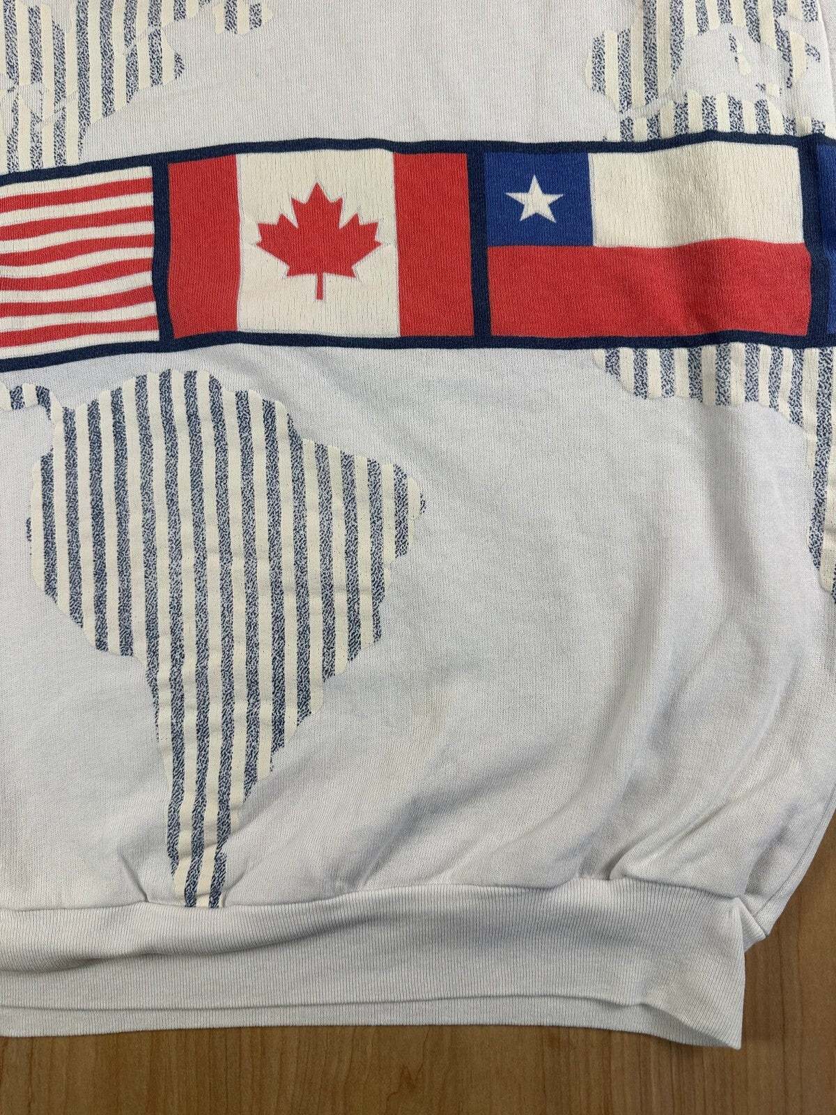 Vintage 80s International Flag Sweatshirt large map olympics cozy sporty