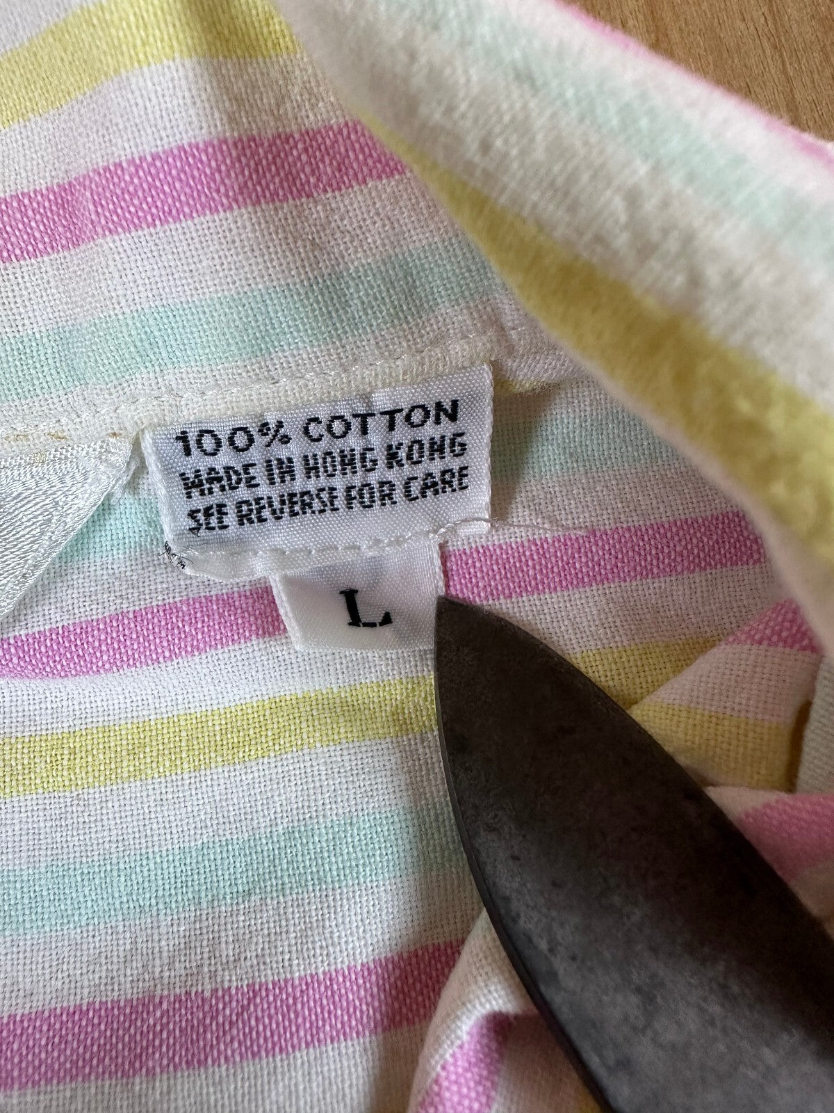 Vintage 80s Harrison Sport Striped Button down shirt large cotton camp collar