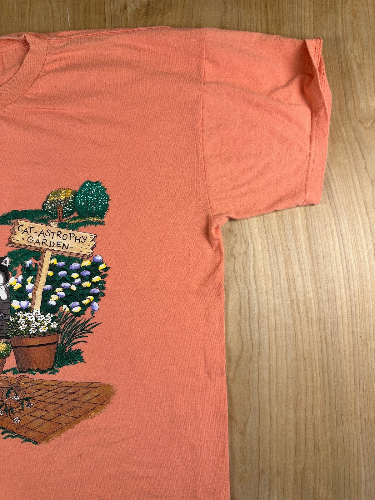 Vintage 90s Cat Garden tshirt xxl kittens cute cottage cotton funny