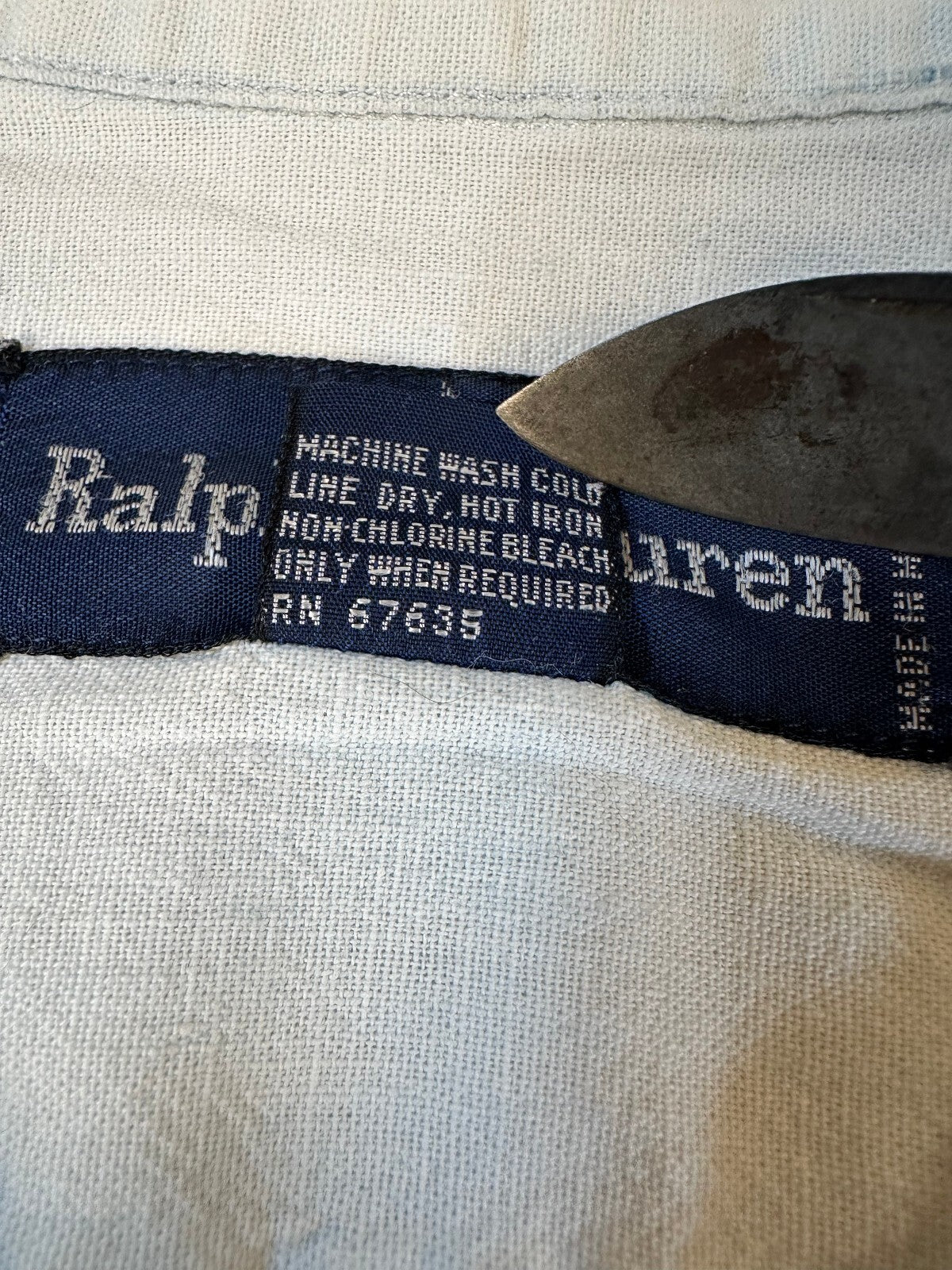 Vintage 90s Ralph Lauren 3/4 sleeve chambray button up shirt 100% cotton light