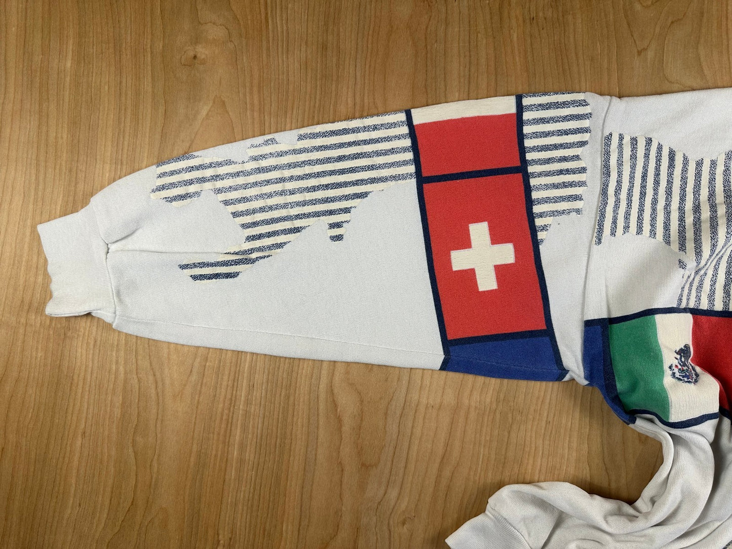 Vintage 80s International Flag Sweatshirt large map olympics cozy sporty