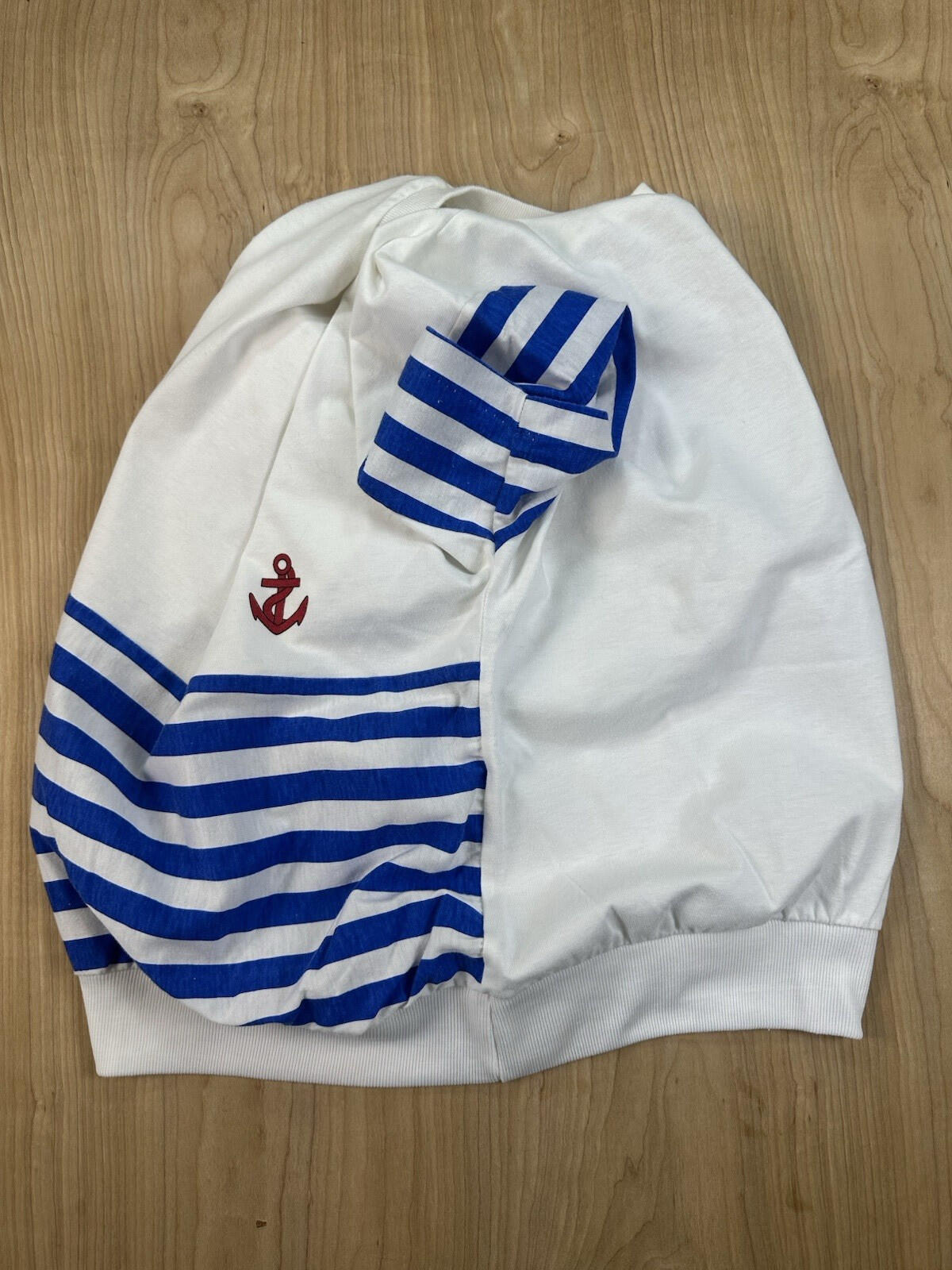 vintage 80's BOOTH BAY short sleeve SAILOR girl STRIPE anchor TOP large CUTE