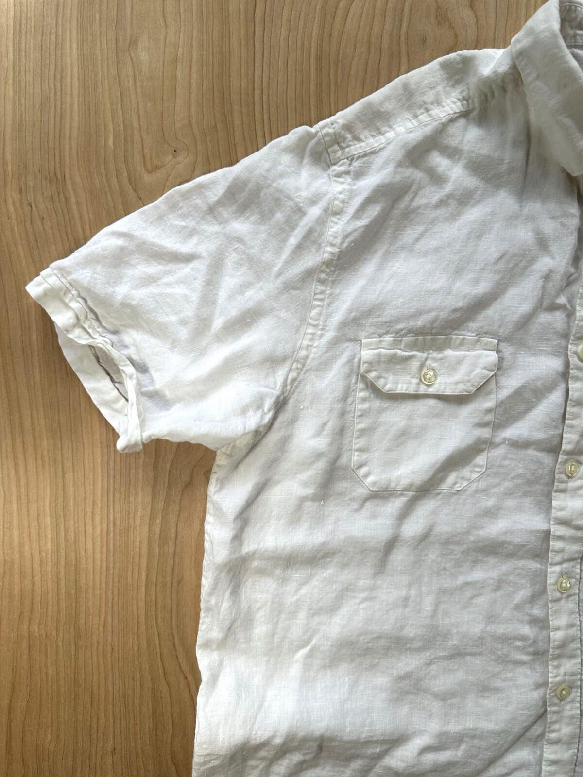 vintage 90's LINEN button up shirt MENS large pockets SUMMER gorp CLAIBORNE