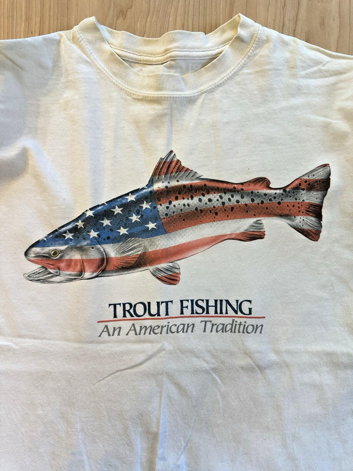 TROUT FISHING an American tradition T shirt XL nice wear COTTON sporty prep