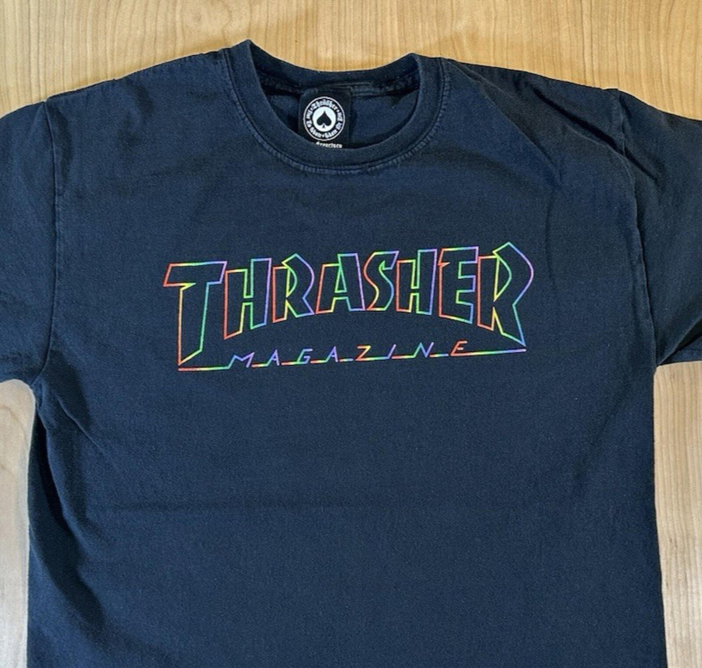 vintage 90's THRASHER MAGAZINE SHIRT skating PUNK rad dude BLACK small