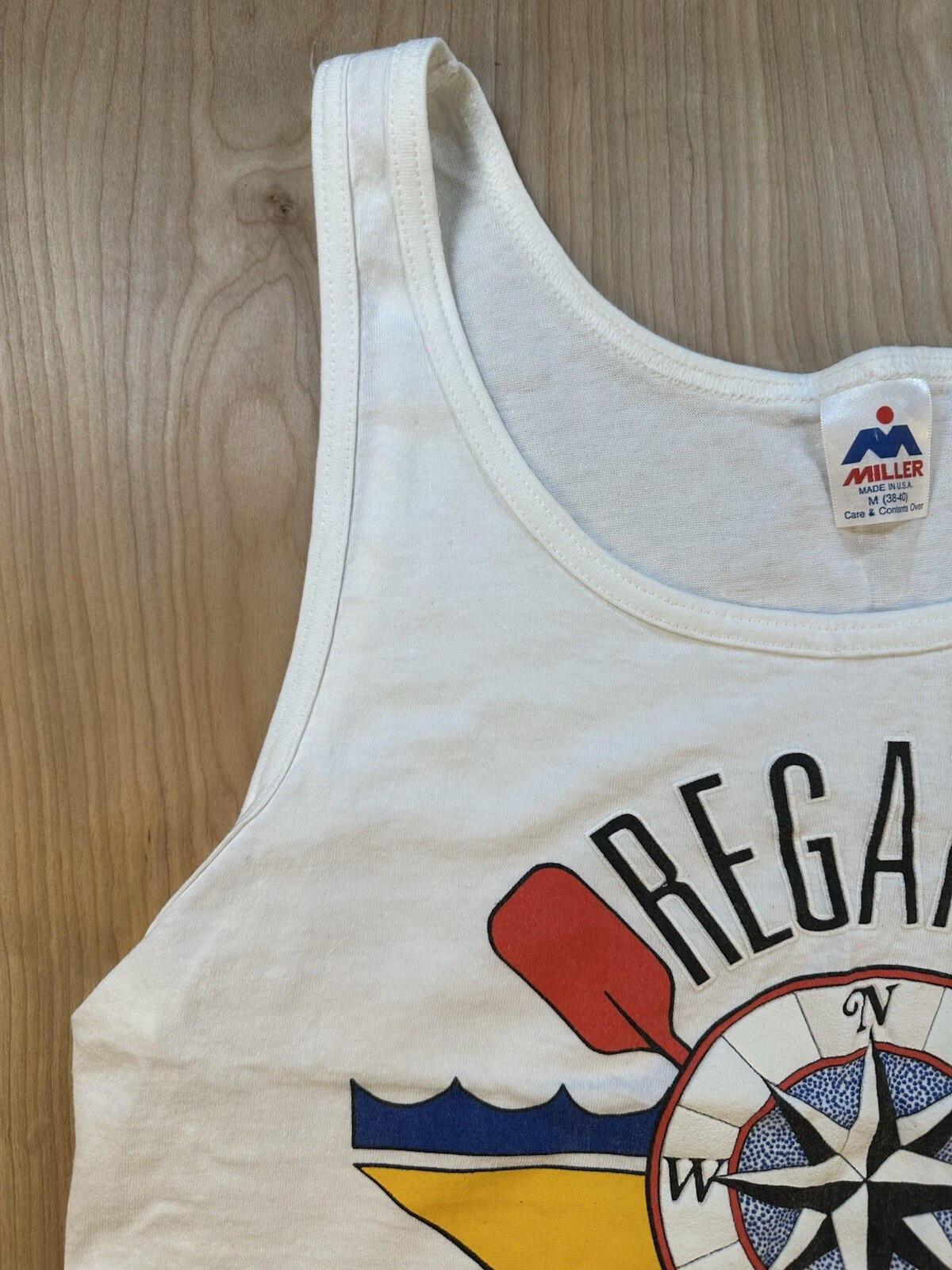 vintage 90's S.S. DETROIT SAILING regatta TANK TOP medium COTTON preppy ROWING