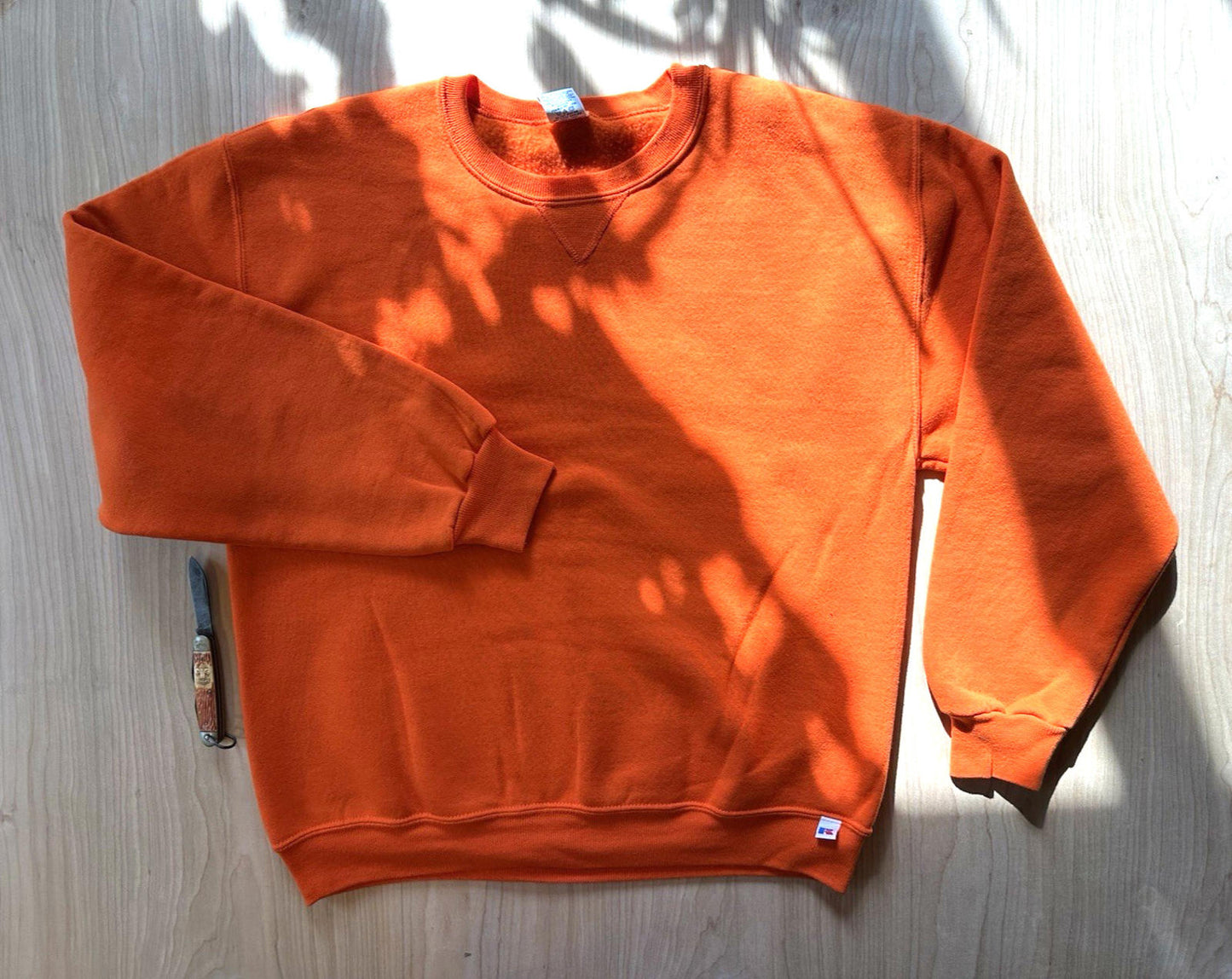 vintage 90's RUSSELL athletic ORANGE pullover sweatshirt size MEDIUM