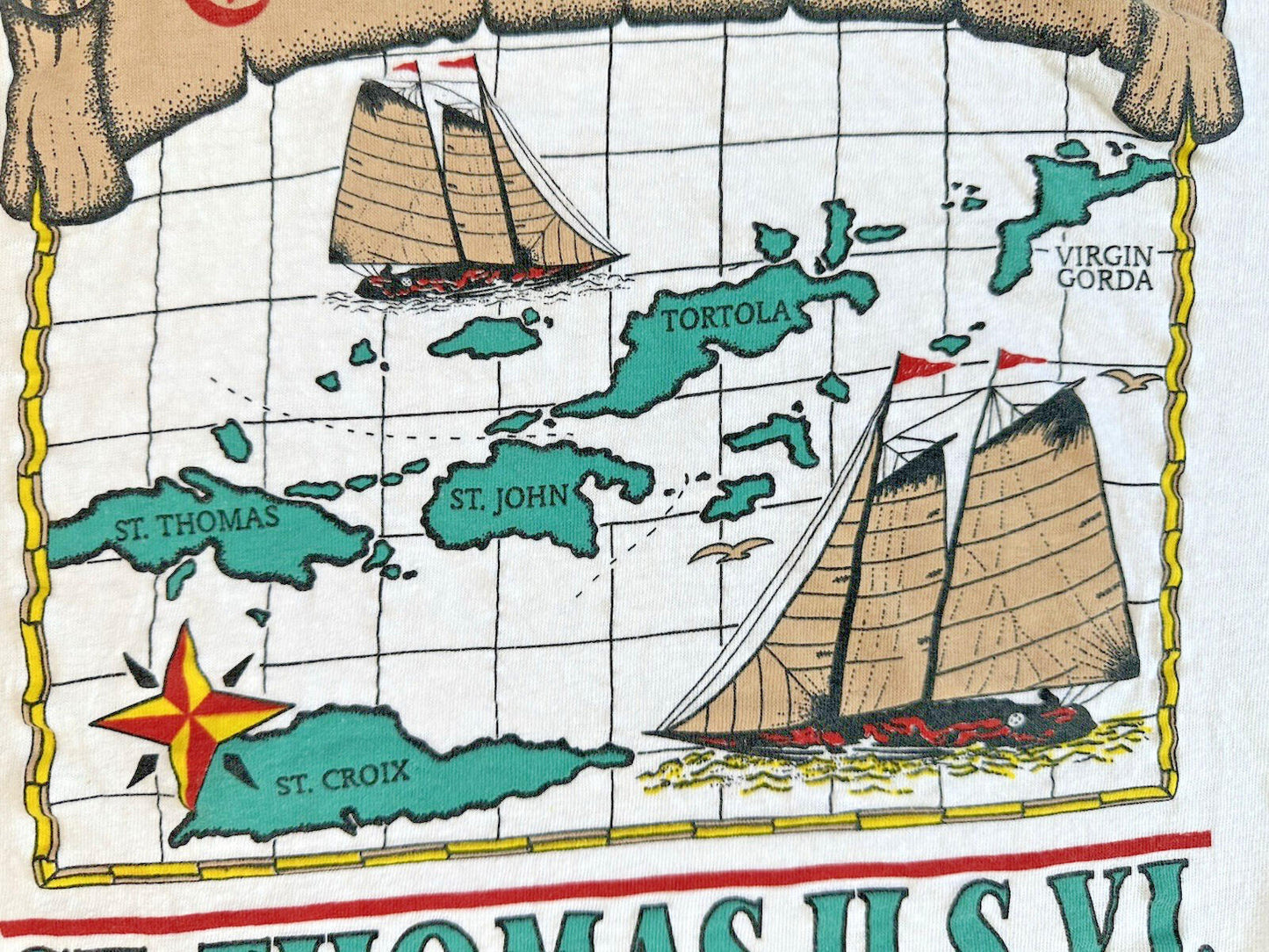 vintage CARIBBEAN TOUR shirt U.S. VIRGIN ISLANDS sailing PREP nautical