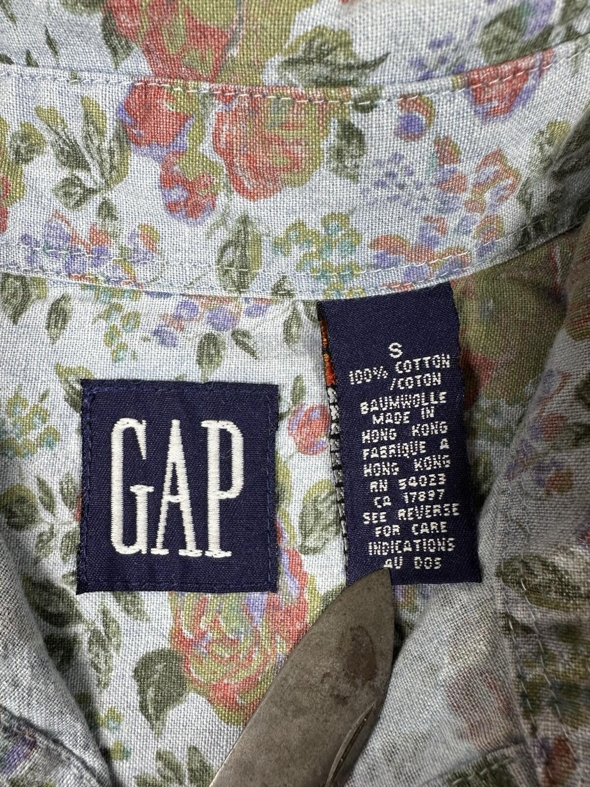 vintage 80's GAP floral blouse BUTTON DOWN cotton SMALL pocket PREPPY country
