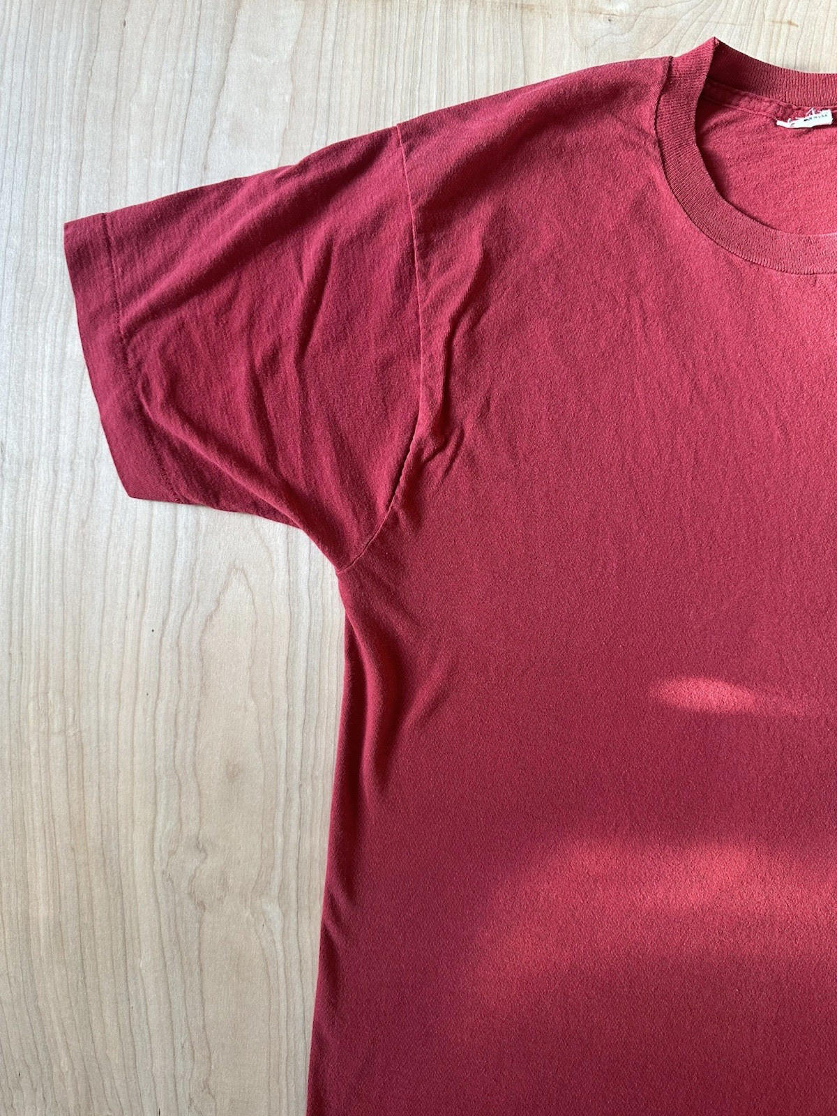 vintage 1980's FRUIT OF THE LOOM blank POCKET T SHIRT fire engine red LARGE