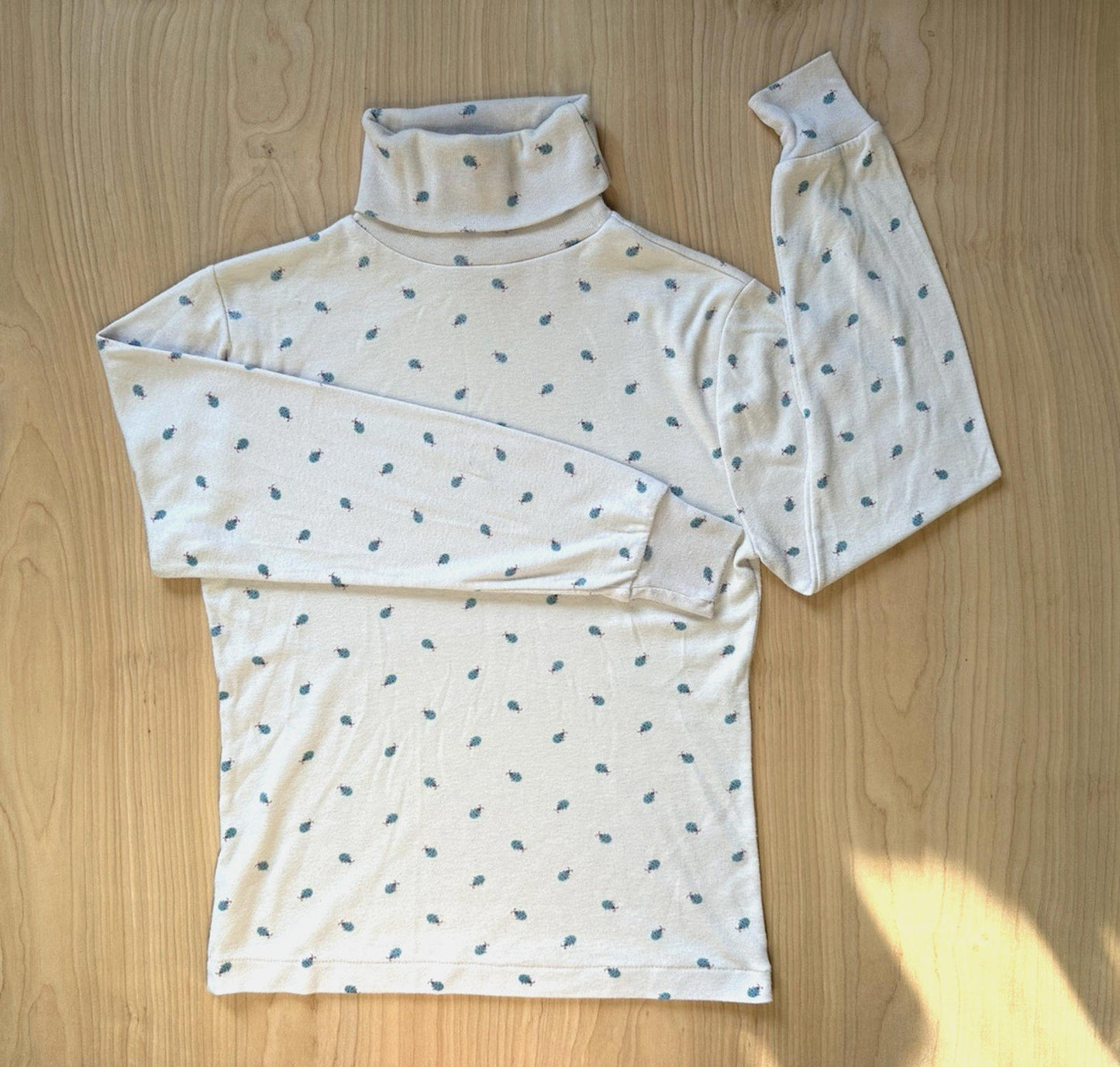 vintage 80's CUTE BUG TURTLE NECK trousers up GIRLS lady bug LARGE new wave