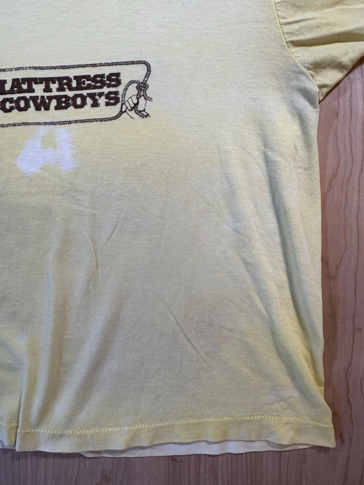 vintage 80's MATTRESS COWBOYS t shirt SCREEN STARS XL sun faded BLEACHED