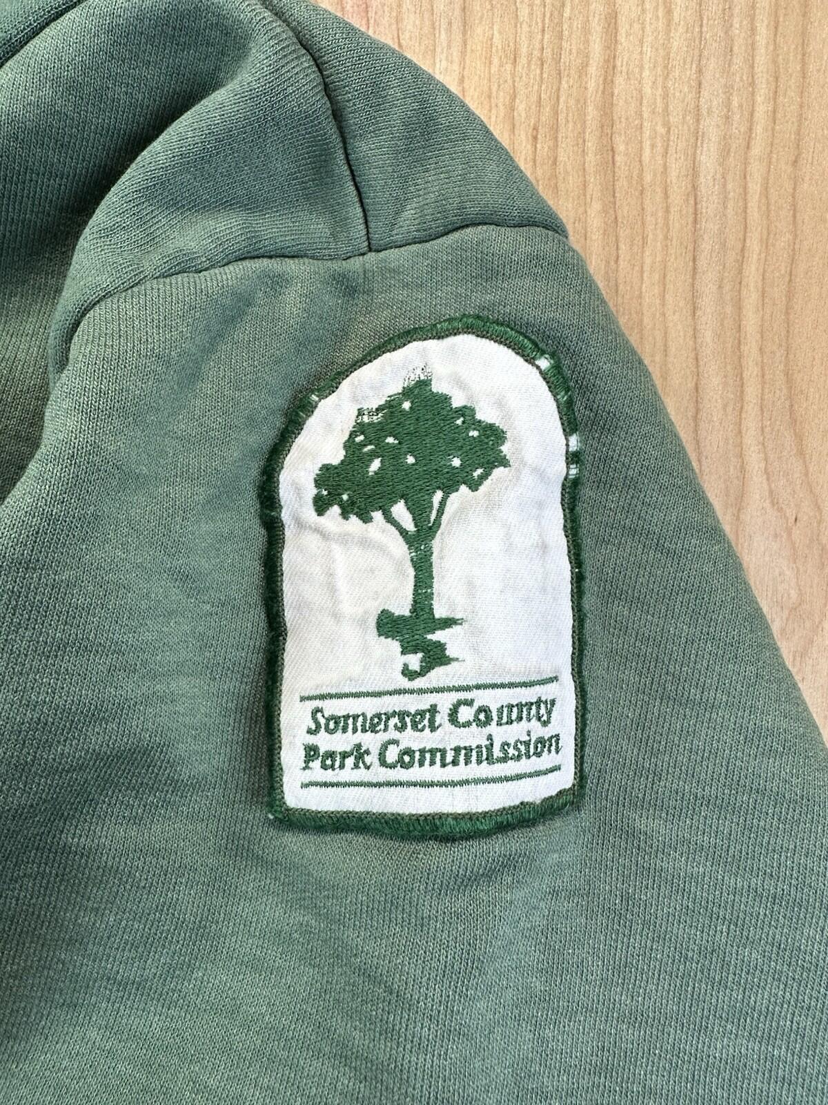 vintage 80's CAMBER waffle lined SWEATSHIRT shredded GREEN parks service PATCH L