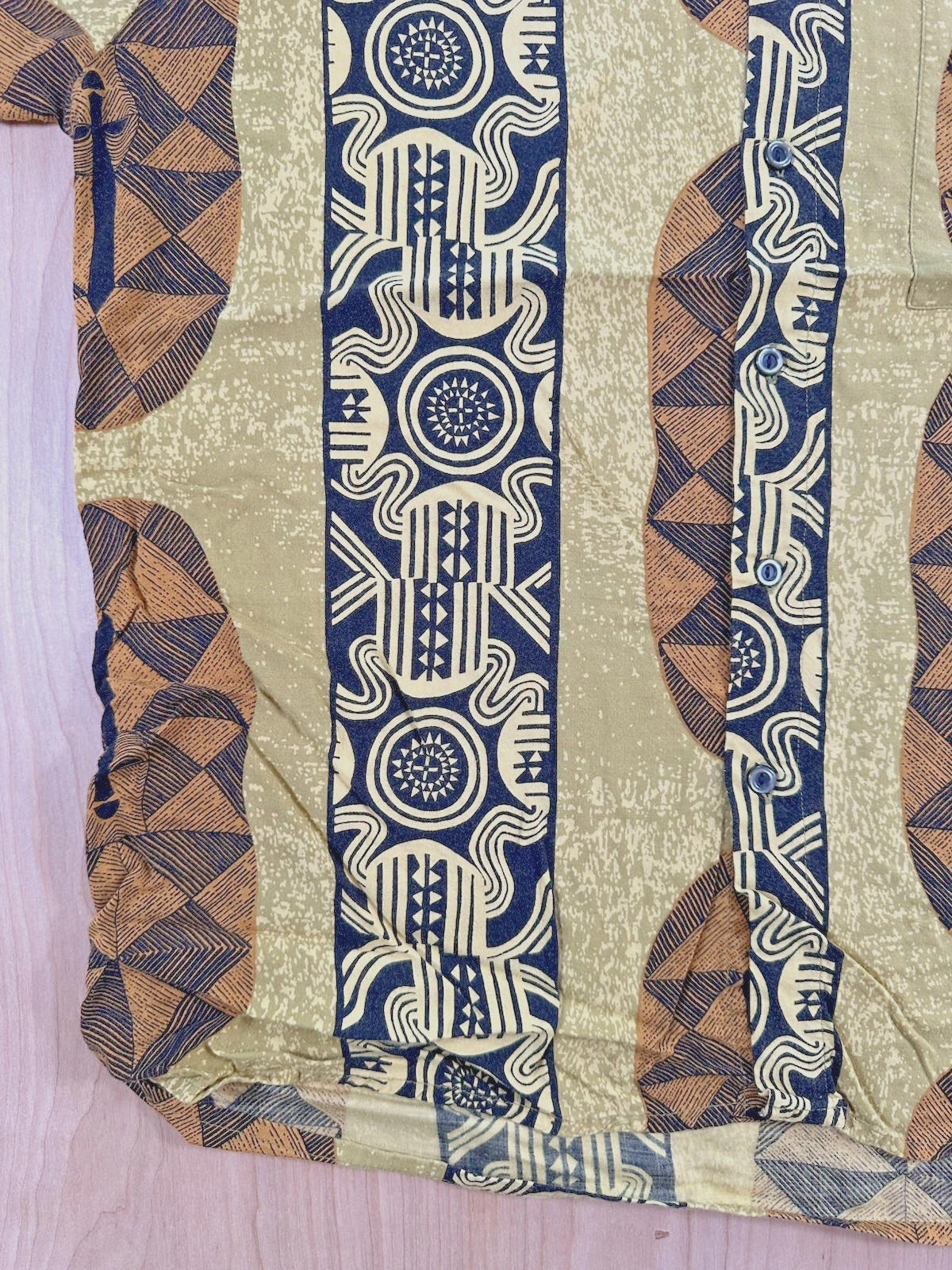 vintage TIKI SHIRT button up HAWAIIAN exotica MEDIUM natural issue by FELDINI