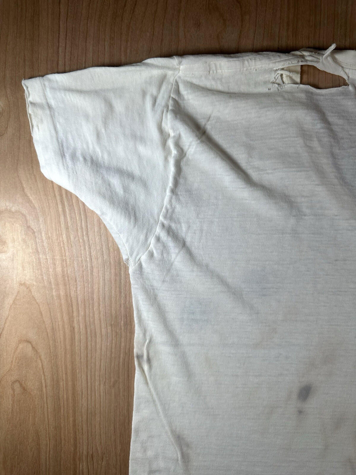 vintage 60's JOCKEY UNDERSHIRT v neck SHREDDED worn PATINA torn MEDIUM j5