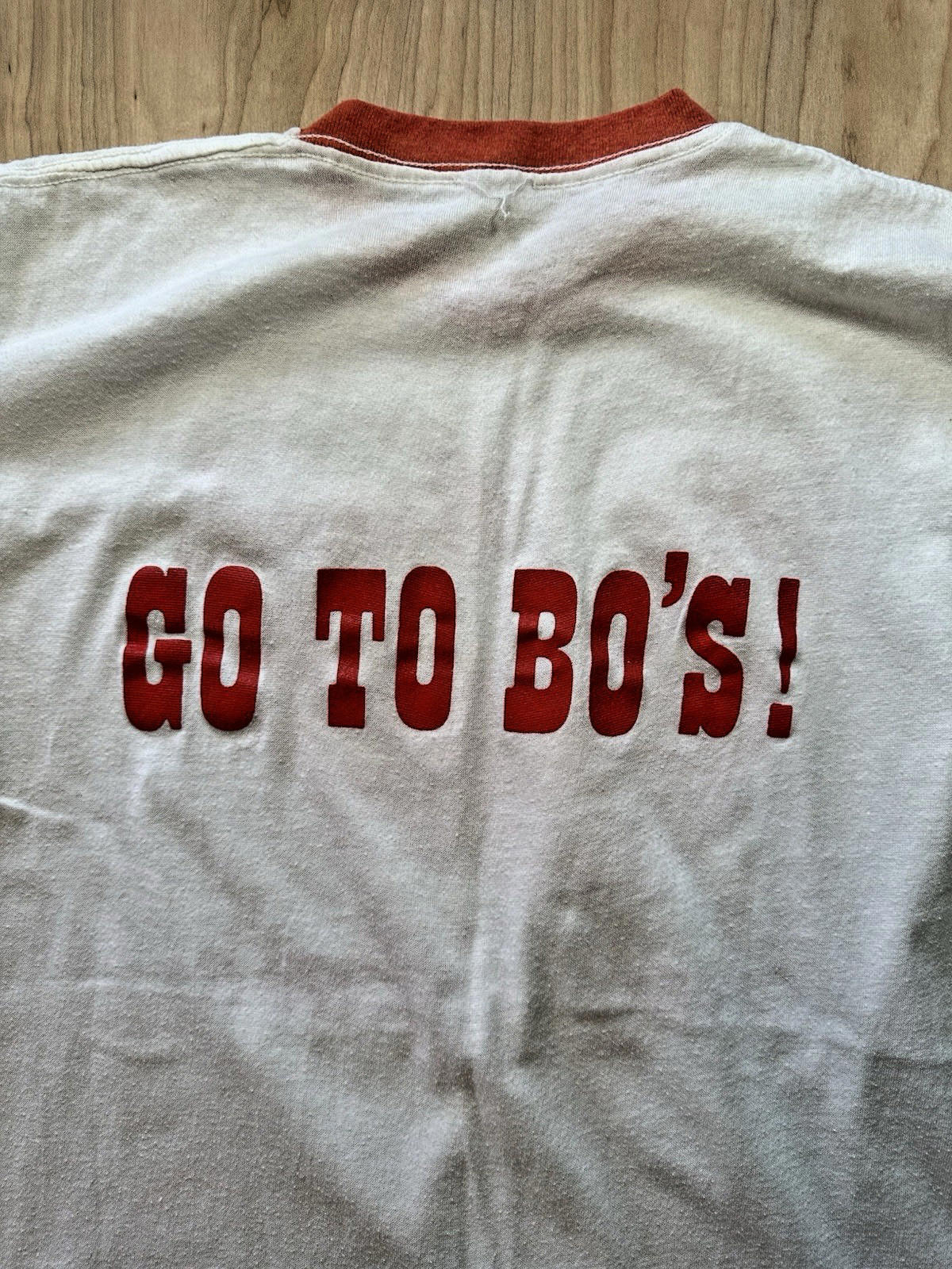 BO BROOKS CRAB HOUSE vintage RINGER T SHIRT single stitch 1980 BALTIMORE rare