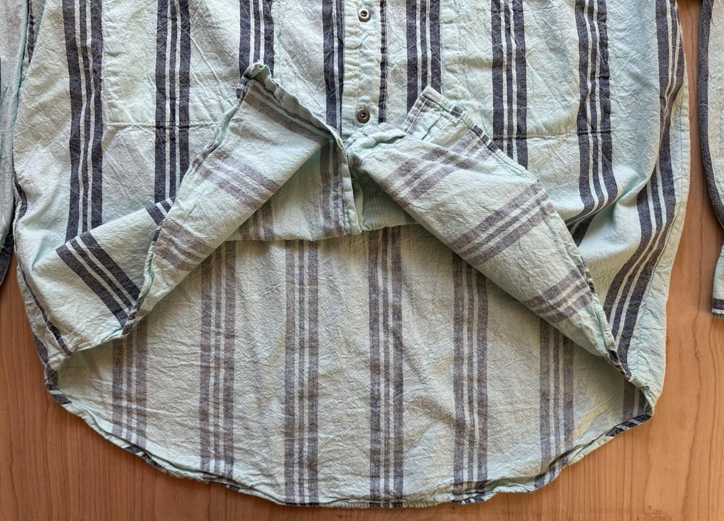 vintage SANTANA COLLECTION western BUTTON UP teal stripe LONG SLEEVE medium