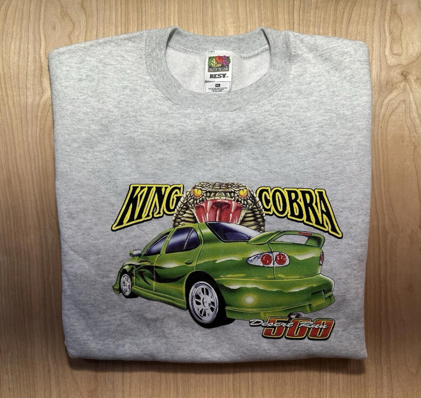 vintage 1994 KING COBRA desert run 500 SWEATSHIRT fruit of the loom DEADSTOCK XL