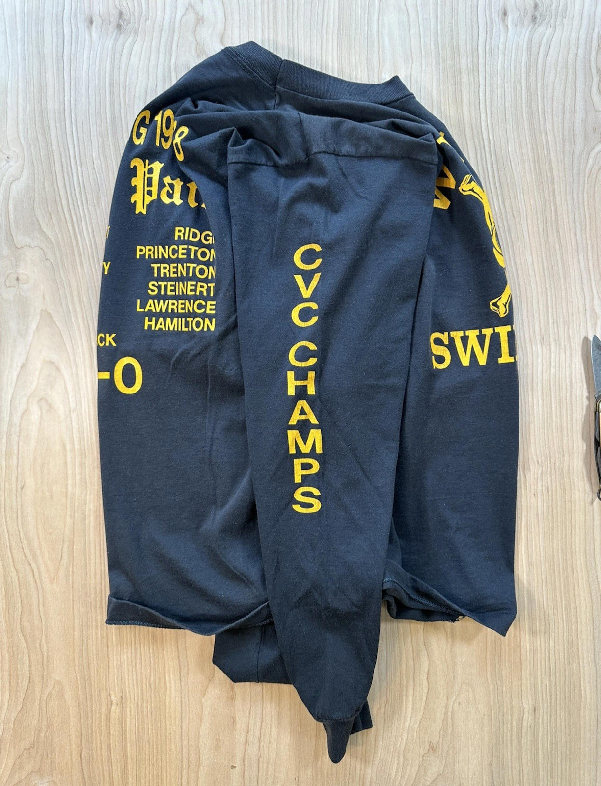 1988 black long sleeve SCREEN STARS swimming champs SKULL NJ size L high school