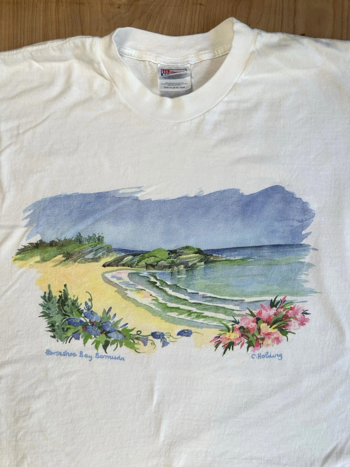 vintage BERMUDA horseshoe bay T SHIRT white XTRA LARGE beefy t !TOP SHIRT ALERT!
