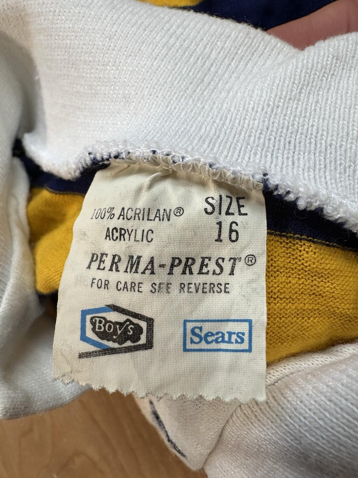 vintage 70's childrens RUGBY blue and yellow SEARS boys PERMA-PREST preppy