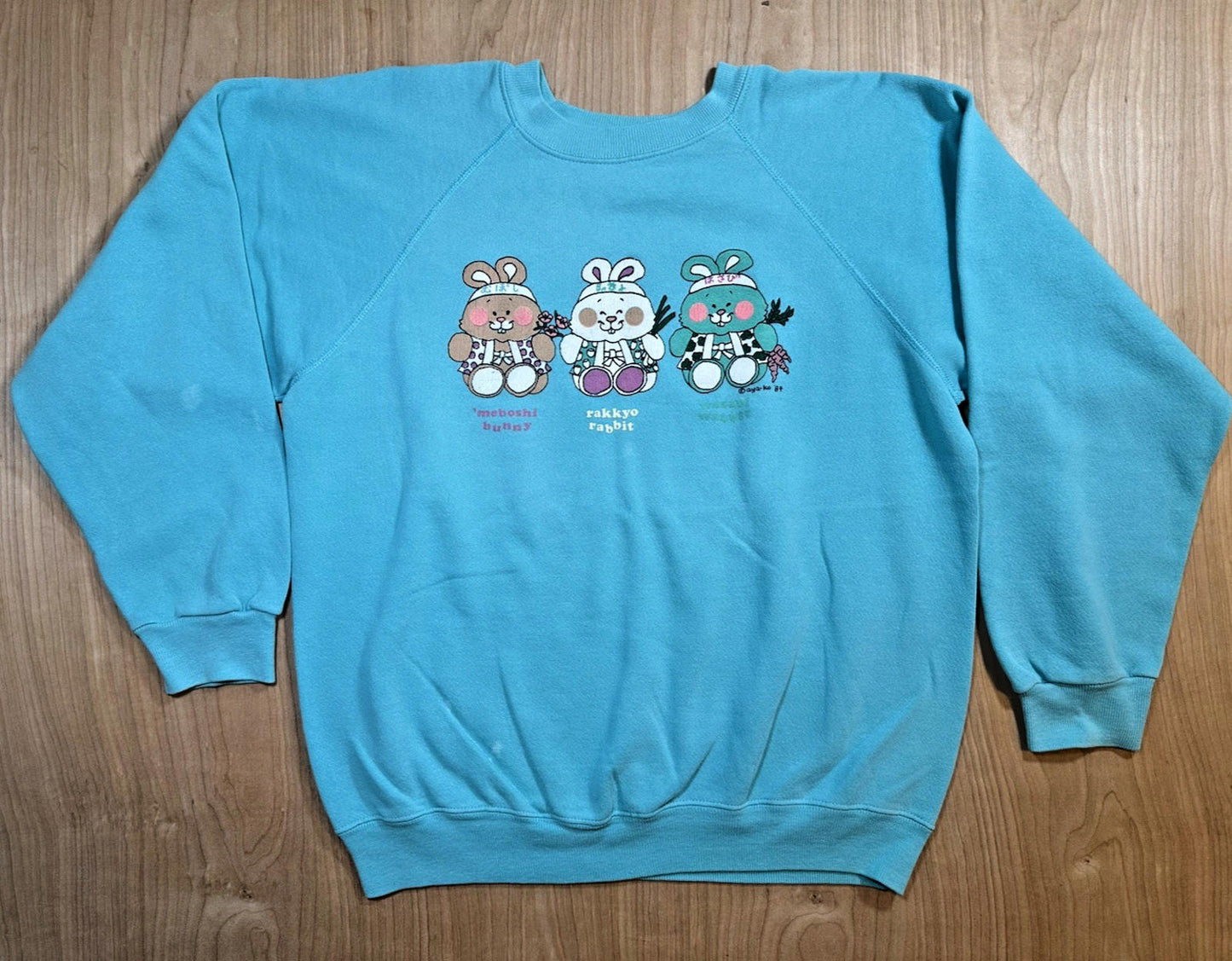 vintage 1987 japanese bunny rabbit CUTE SWEATSHIRT hanes L KAWAII aya-ko MOCHI