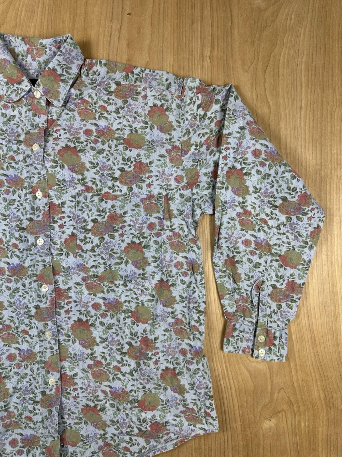 vintage 80's GAP floral blouse BUTTON DOWN cotton SMALL pocket PREPPY country