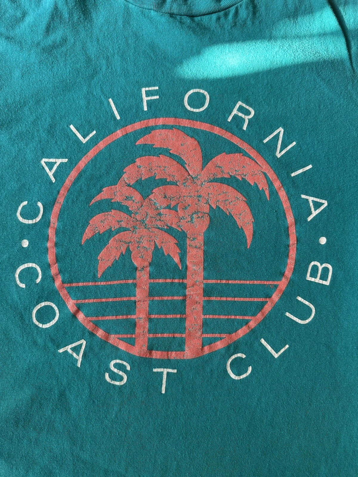 vintage 80's CALIFORNIA COAST CLUB t shirt TEAL & PINK single stitch BEEFY T op