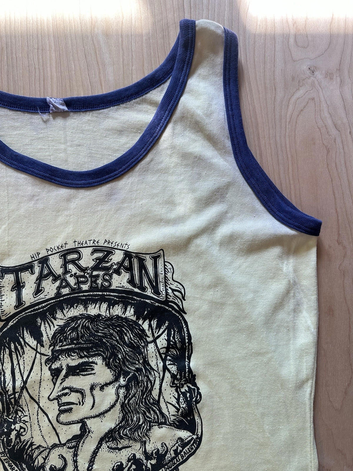 vintage 1988 TARZAN TANK TOP ringer T shirt SINGLE STITCH must see YELLOW faded