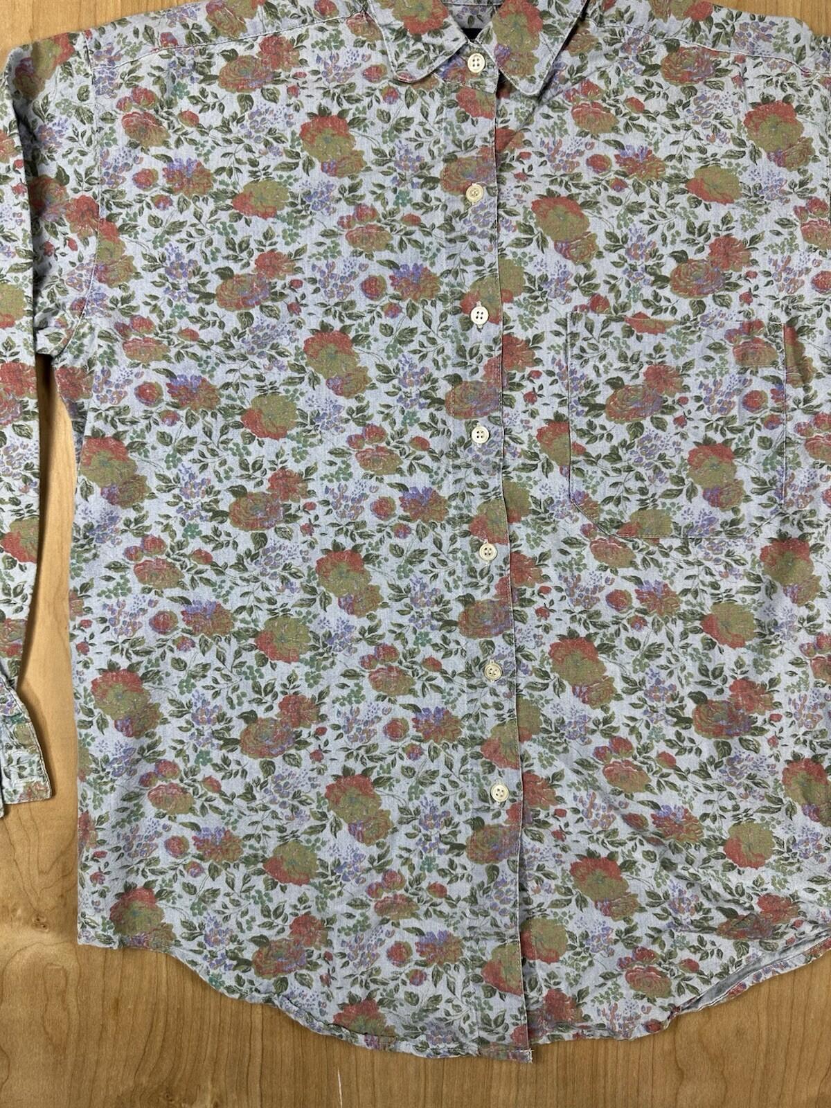 vintage 80's GAP floral blouse BUTTON DOWN cotton SMALL pocket PREPPY country