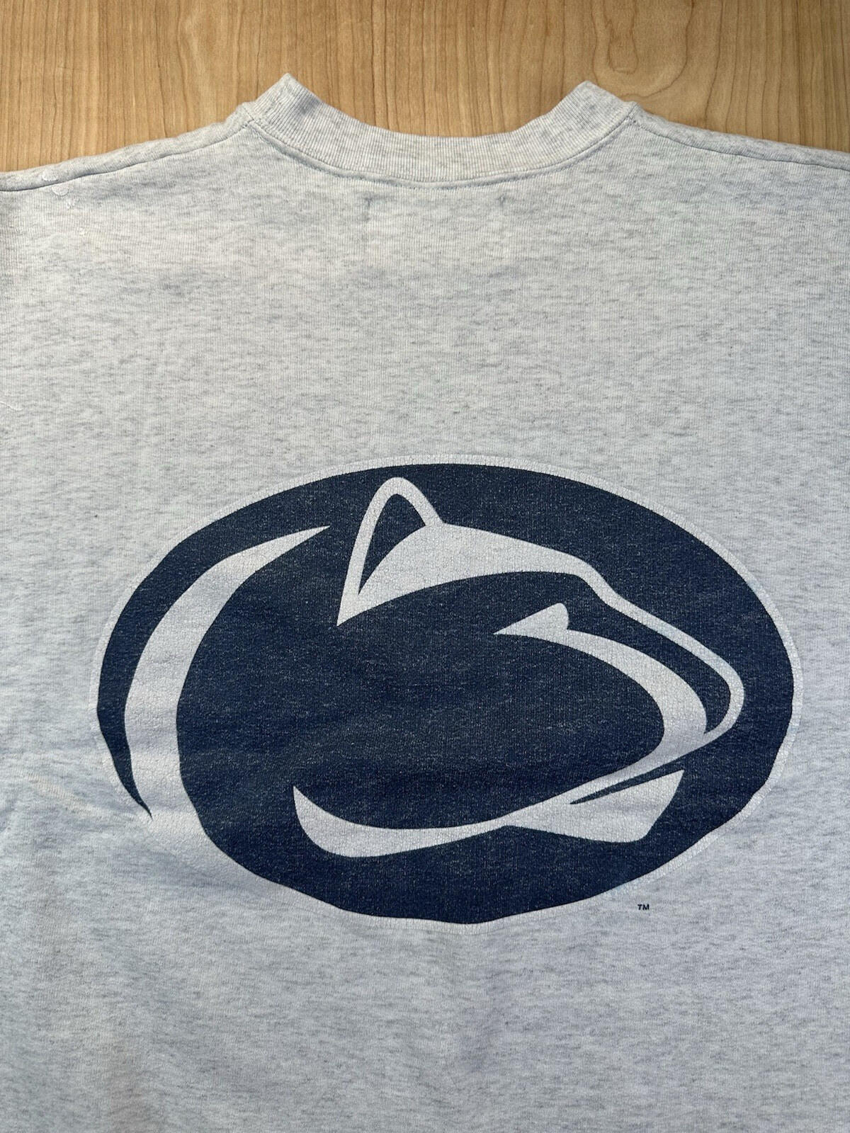 vintage 80's PENN STATE sweatshirt L double sided print DODGER tag PAINT SPLAT