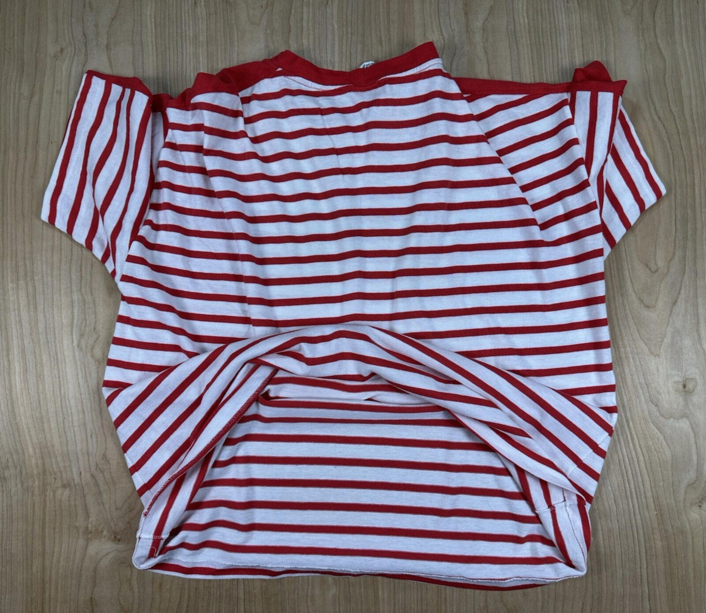 vintage 80's LE TIGRE red and white striped TOP beachy SAILOR GIRL punk LARGE