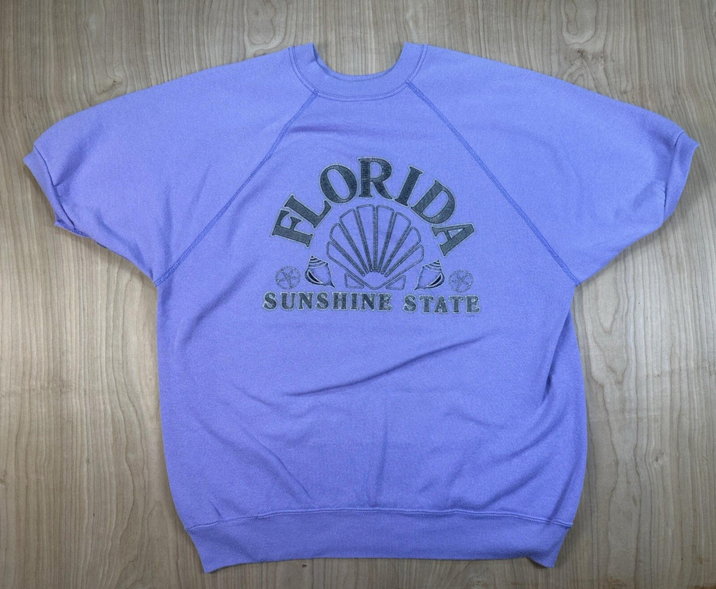 vintage 90's FLORIDA tultex raglan SHORT SLEEVE SWEATSHIRT large LAVENDER wow