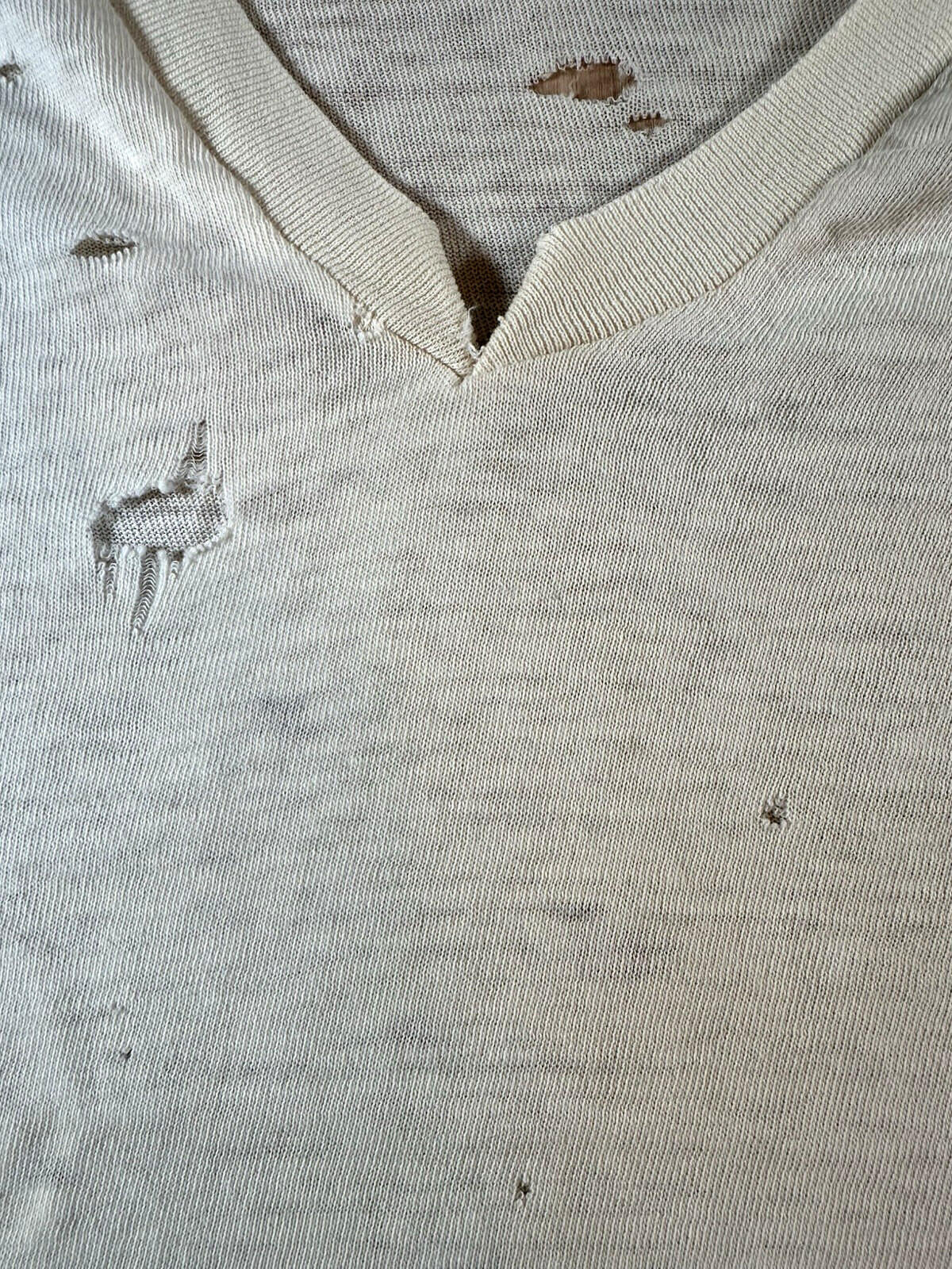 vintage 60's JOCKEY UNDERSHIRT v neck SHREDDED worn PATINA torn MEDIUM j2