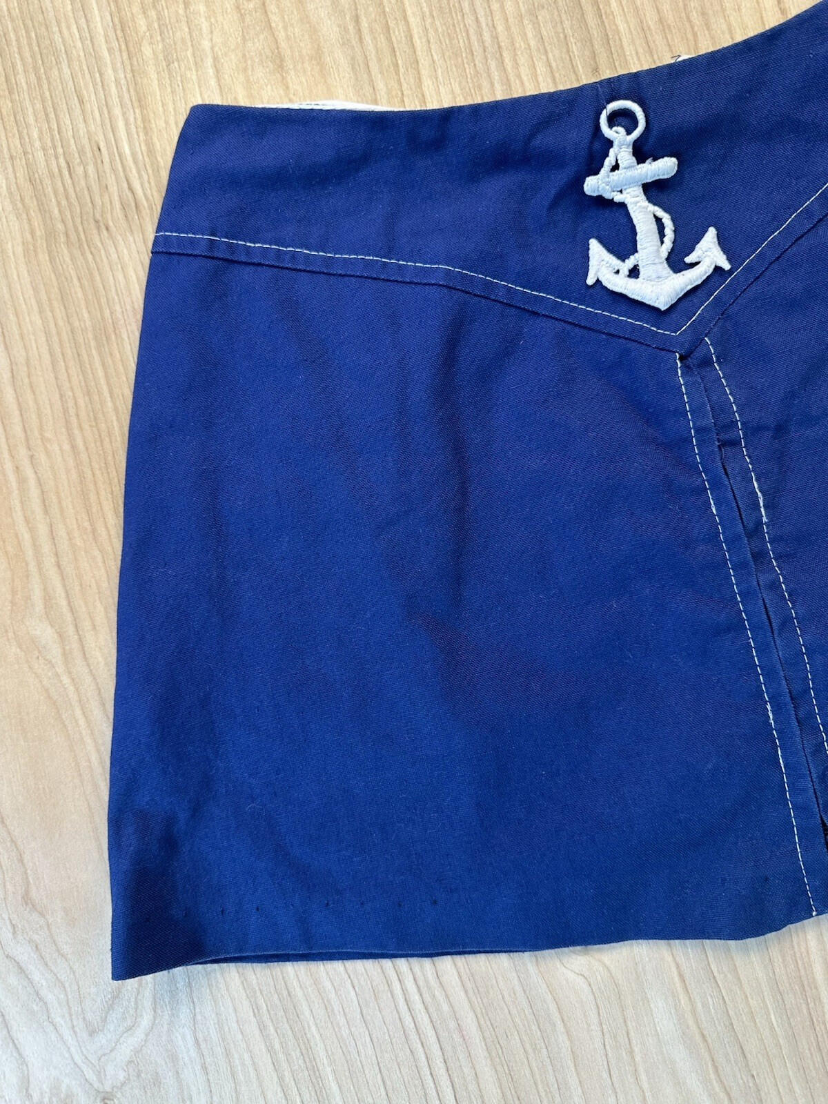 vintage 80's NAUTICAL blue ANCHOR embroidered SKORT/MINI DRESS 25" waist