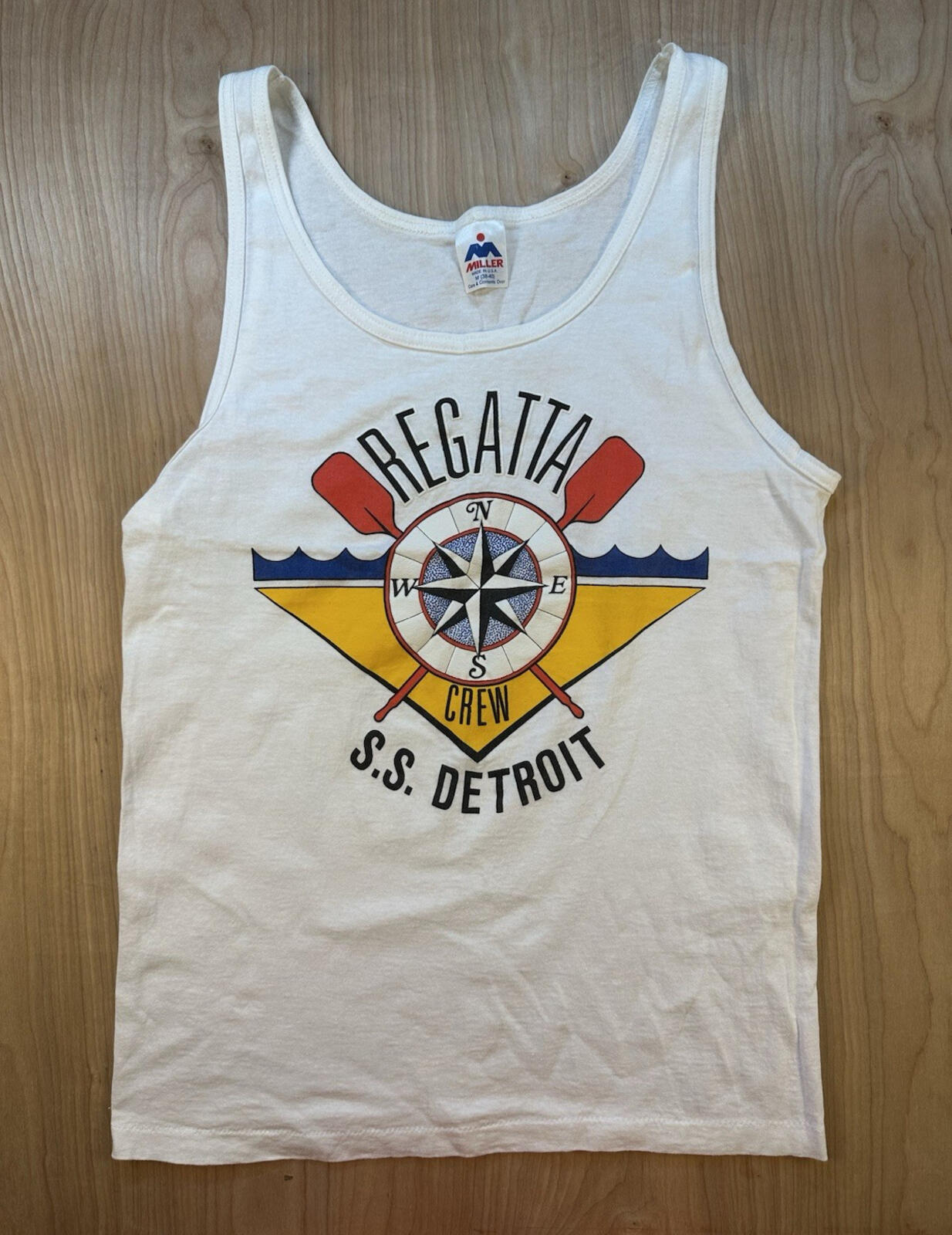 vintage 90's S.S. DETROIT SAILING regatta TANK TOP medium COTTON preppy ROWING
