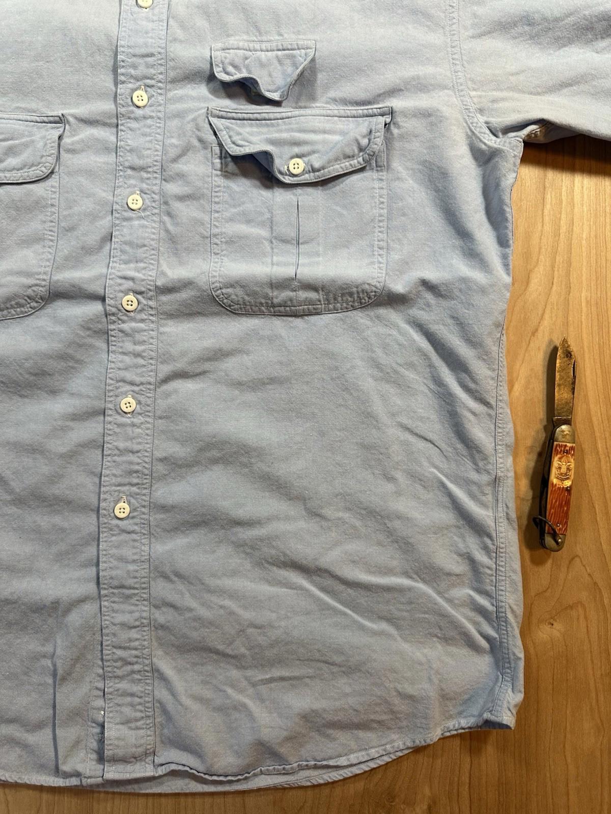 vintage 80's ORVIS button down FISHING SHIRT 100% cotton CHAMBRAY three pockets