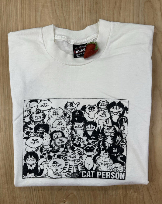 vintage 90's CAT PERSON t shirt LARGE screen stars best ILLUISTRATION cute NORM