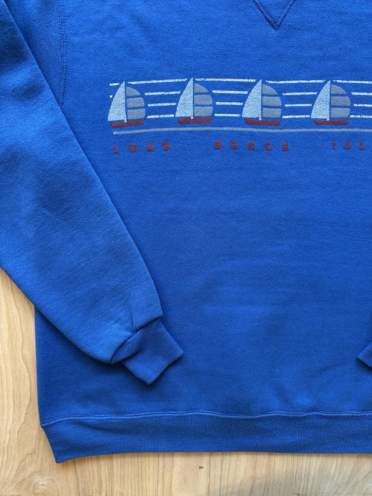 vintage 80's LONG BEACH ISLAND sweatshirt RUSSELL ATHLETIC usa made LARGE blue