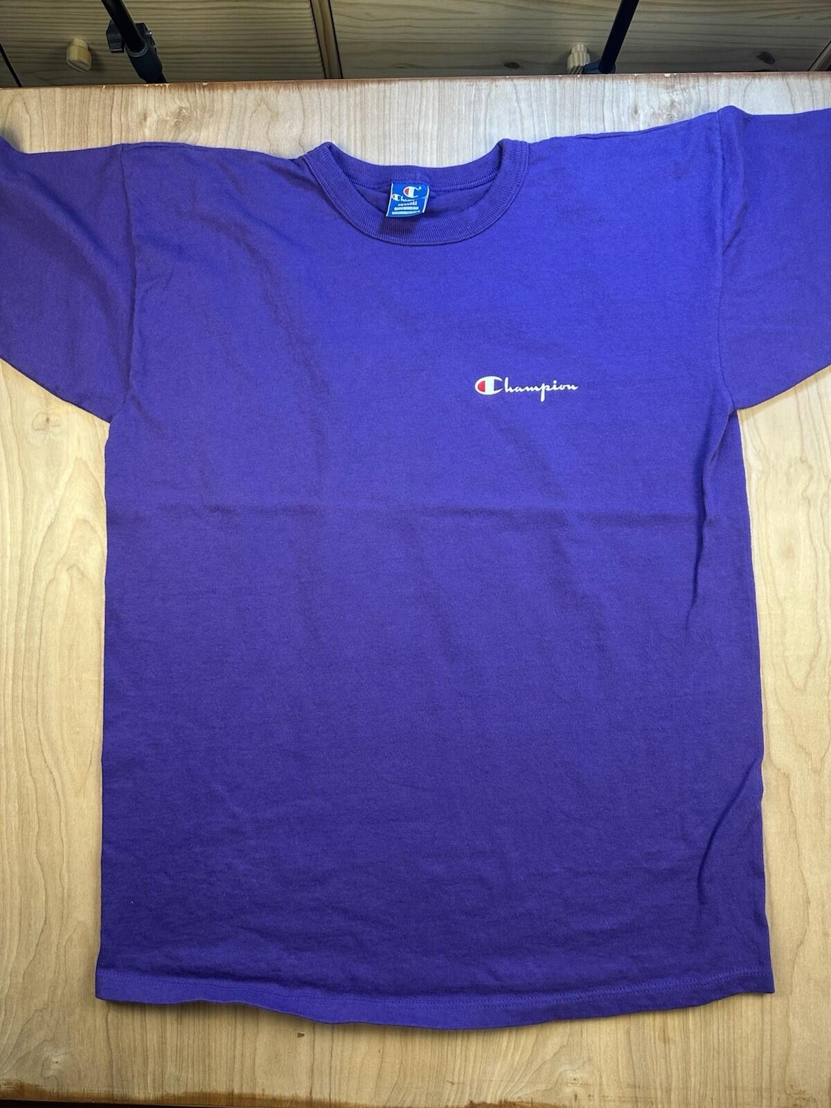 vintage 80's CHAMPION logo T SHIRT purple ALL COTTON made in USA xtra large