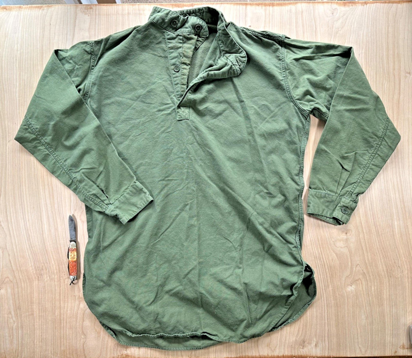 vintage military longsleeve POPOVER large PREPPY gorpcore MANDARIN type collar